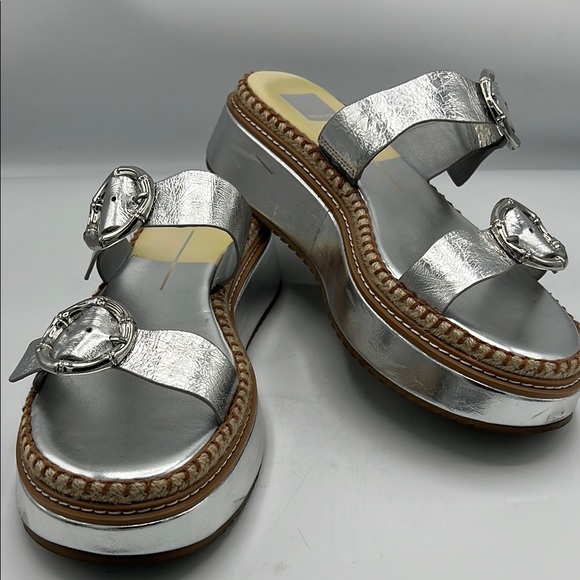 Dolce Vita Silver Metallic Sandals with Cushioned Footbed - Picture 2 of 9
